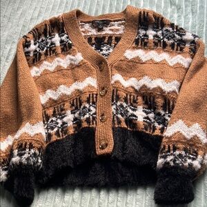 Ann Taylor Brown and Black Knit Cardigan
